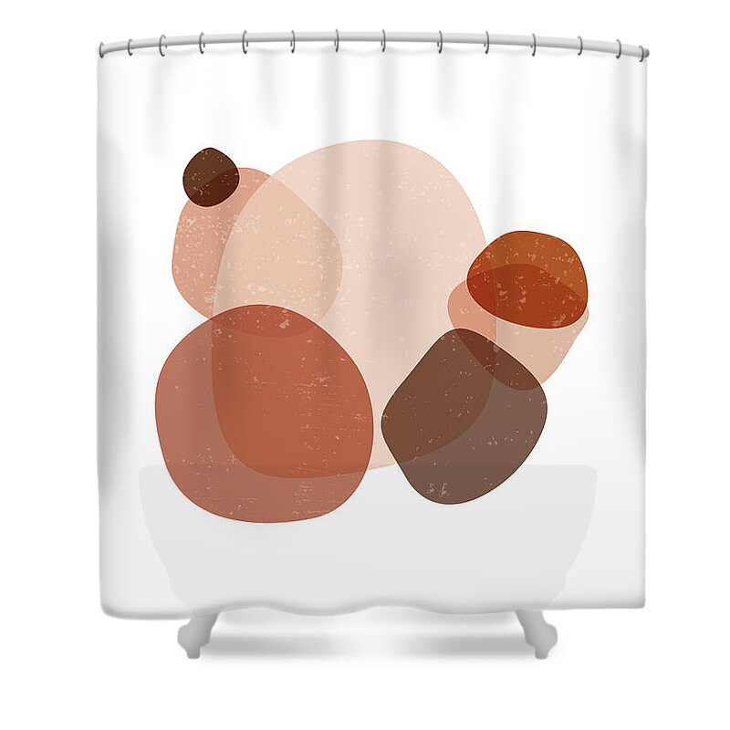 Terracotta Shower Curtain featuring the mixed media Terracotta Abstract 32 - Modern, Contemporary Art - Abstract Organic Shapes - Brown, Sienna by Studio Grafiikka