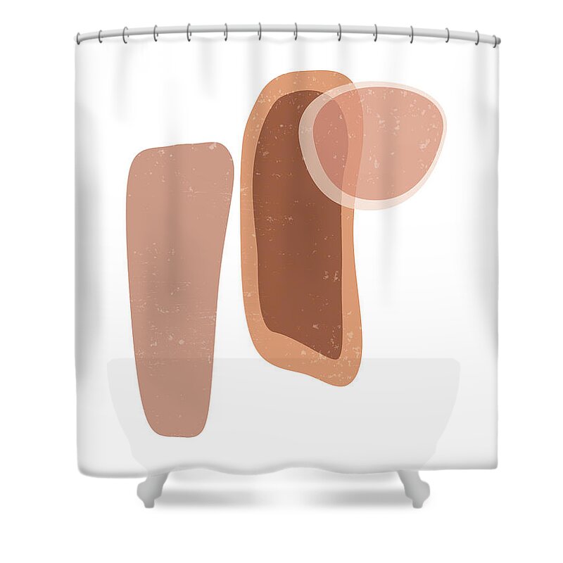 Terracotta Shower Curtain featuring the mixed media Terracotta Abstract 53 - Modern, Contemporary Art - Abstract Organic Shapes - Minimal - Brown by Studio Grafiikka