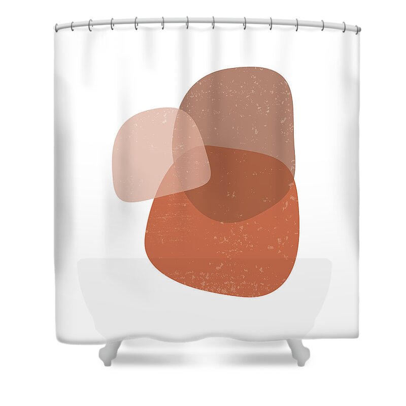 Terracotta Shower Curtain featuring the mixed media Terracotta Abstract 54 - Modern, Contemporary Art - Abstract Organic Shapes - Brown, Burnt Sienna by Studio Grafiikka