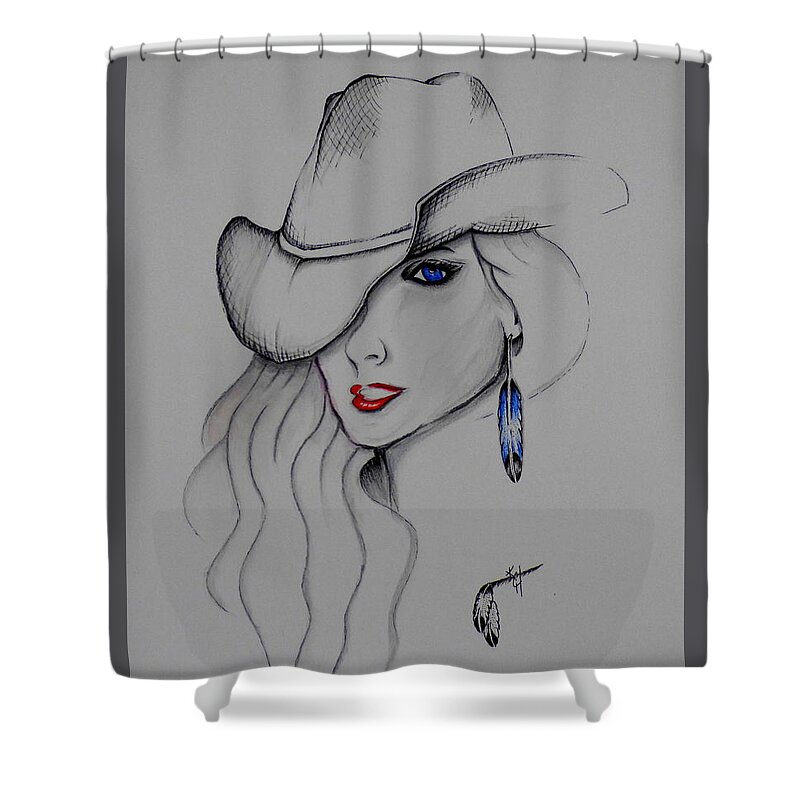 Texas Girl Shower Curtain featuring the painting Texas Girl by Kem Himelright