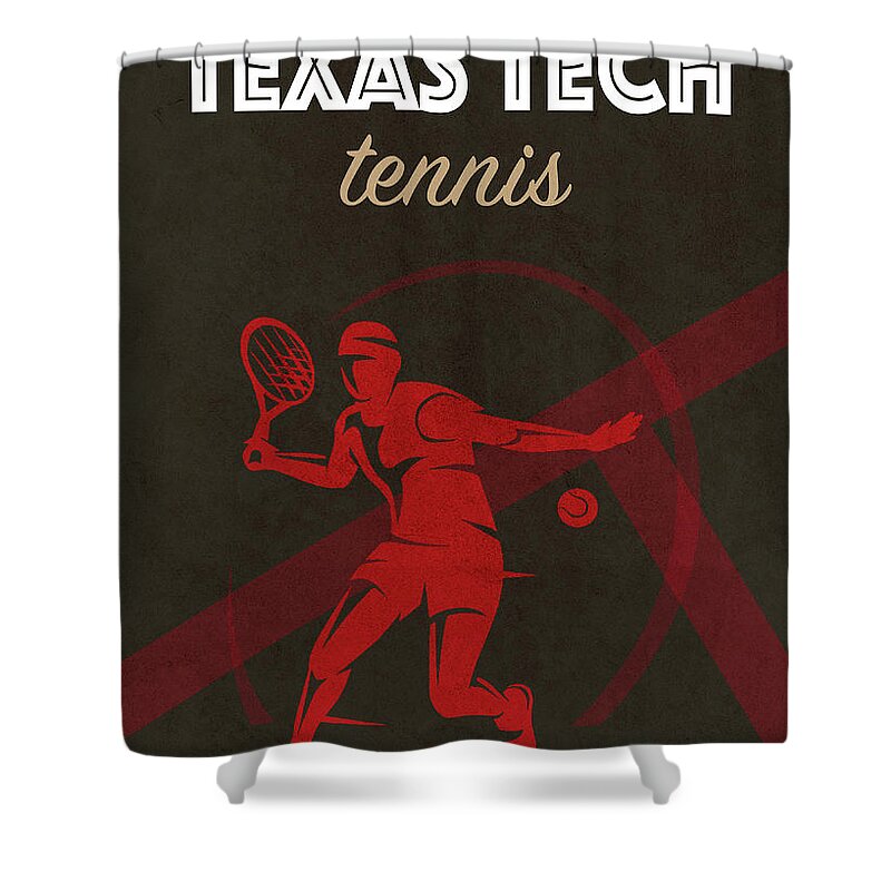 Texas Tech Shower Curtain featuring the mixed media Texas Tech Tennis College Sports Vintage Poster by Design Turnpike
