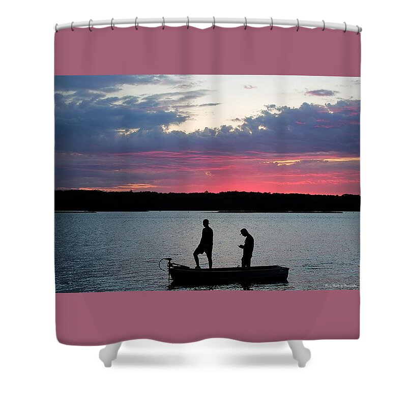 Sunset Shower Curtain featuring the photograph Text Me at Sundown by Mary Walchuck