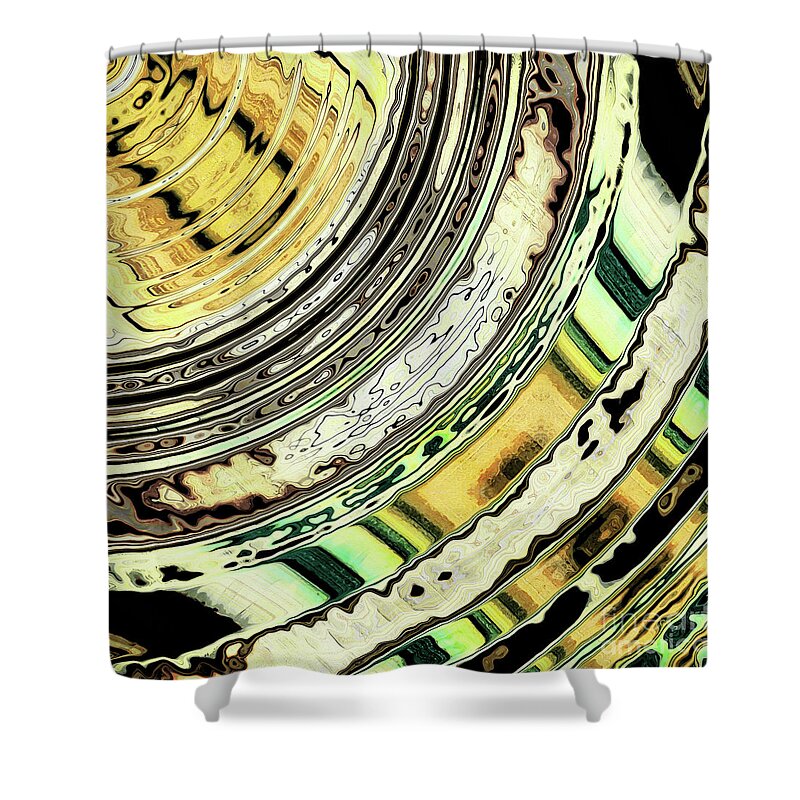 Earth Tones Shower Curtain featuring the digital art Textured Earth Tone Rings by Phil Perkins
