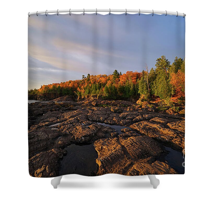 That Warm Autumn Light Shower Curtain featuring the photograph That Warm Autumn Light by Rachel Cohen