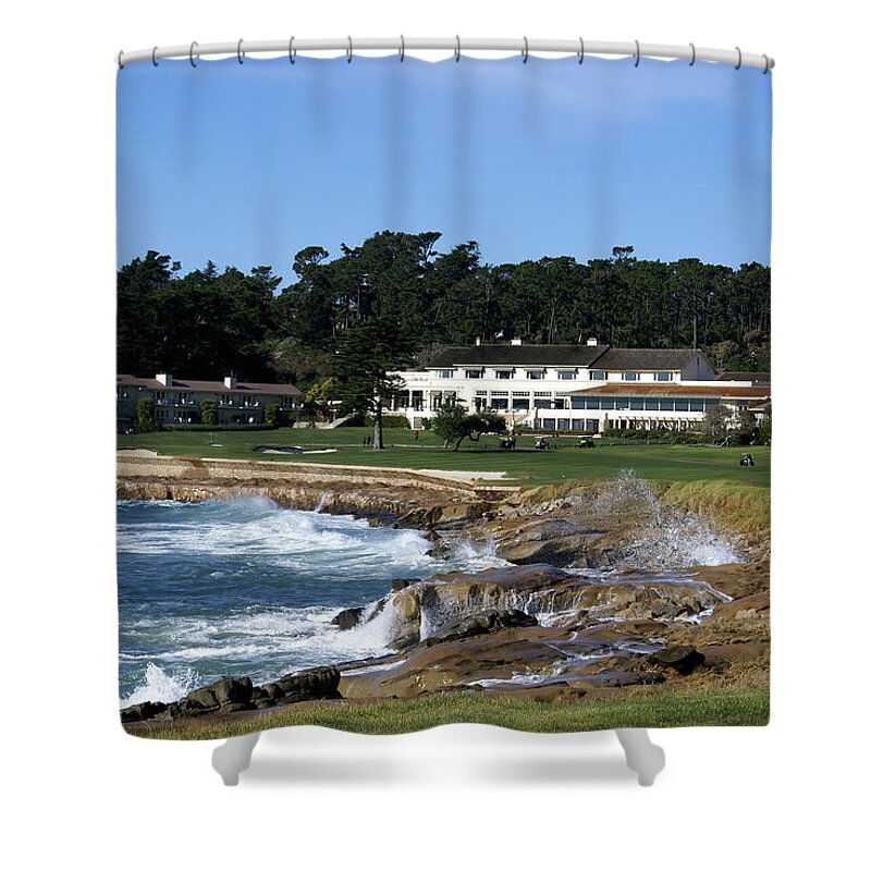 The 18th At Pebble Shower Curtain featuring the photograph The 18th At Pebble Beach by Barbara Snyder
