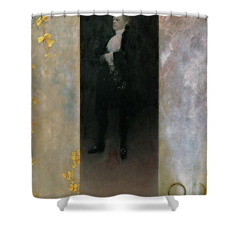 The Actor Josef Lewinsky As Carlos In Goethe's Clavigo Shower Curtain featuring the painting The actor Josef Lewinsky as Carlos in Clavigo by Goethe, 1895 by Gustav Klimt