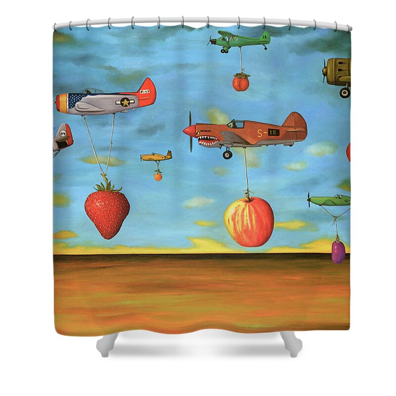 Plane Shower Curtain featuring the painting The Amazing Race 9 by Leah Saulnier The Painting Maniac