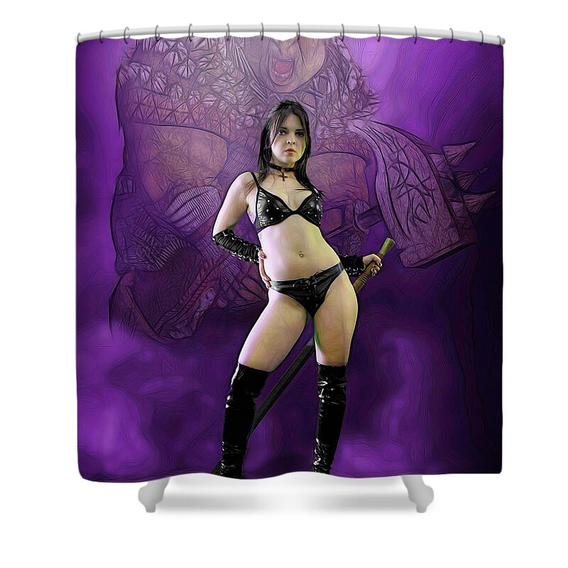 Rebel Shower Curtain featuring the photograph The Amazon And The Orc by Jon Volden