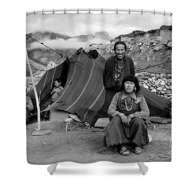 Child Shower Curtain featuring the photograph The Amchi Lama and his Family - Dolpo Nepal by Craig Lovell