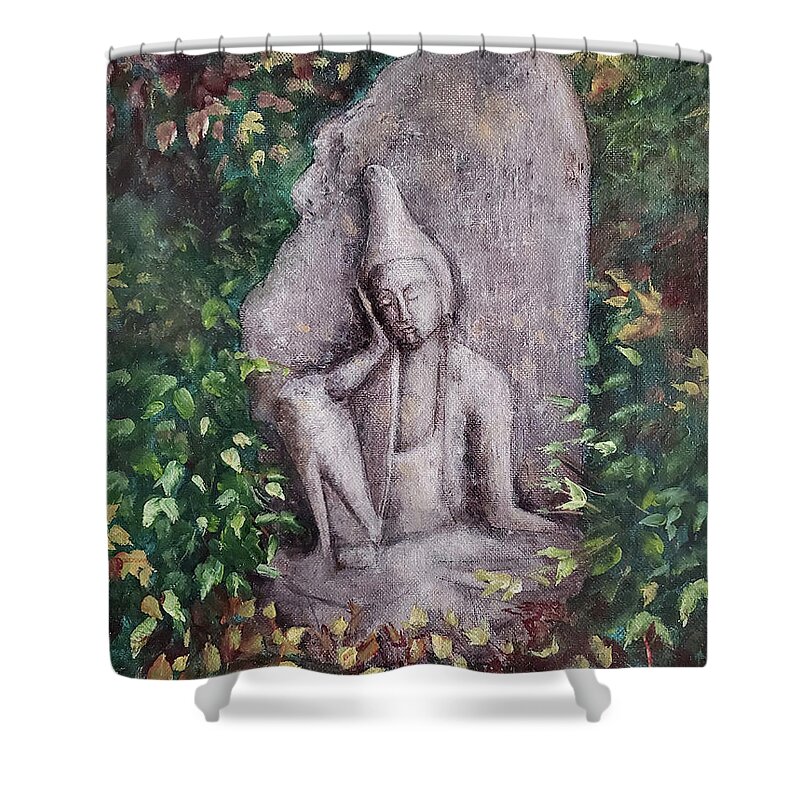 Angel Of Kyushu Shower Curtain featuring the painting The Angel of Kyushu by Zan Savage