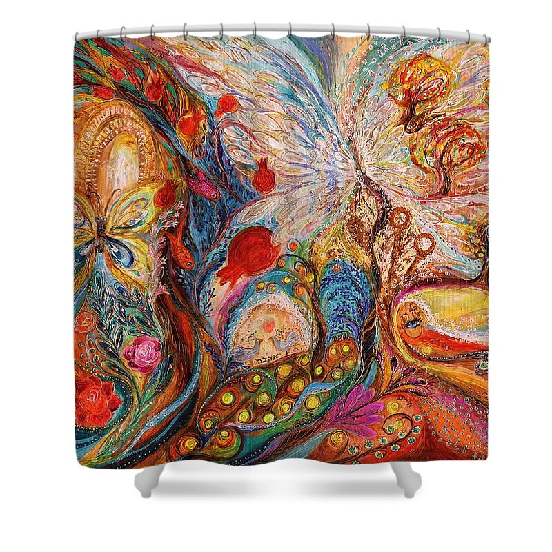 Angel Shower Curtain featuring the painting The Angel Wings #14. Spirit of Jerusalem by Elena Kotliarker