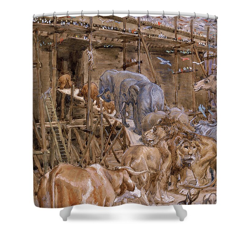 James Tissot Shower Curtain featuring the painting The Animals Enter the Ark, 1902 by James Tissot