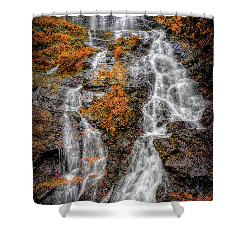 Waterfall Shower Curtain featuring the photograph The Autumn Beauty of Amicalola Falls by Debra and Dave Vanderlaan