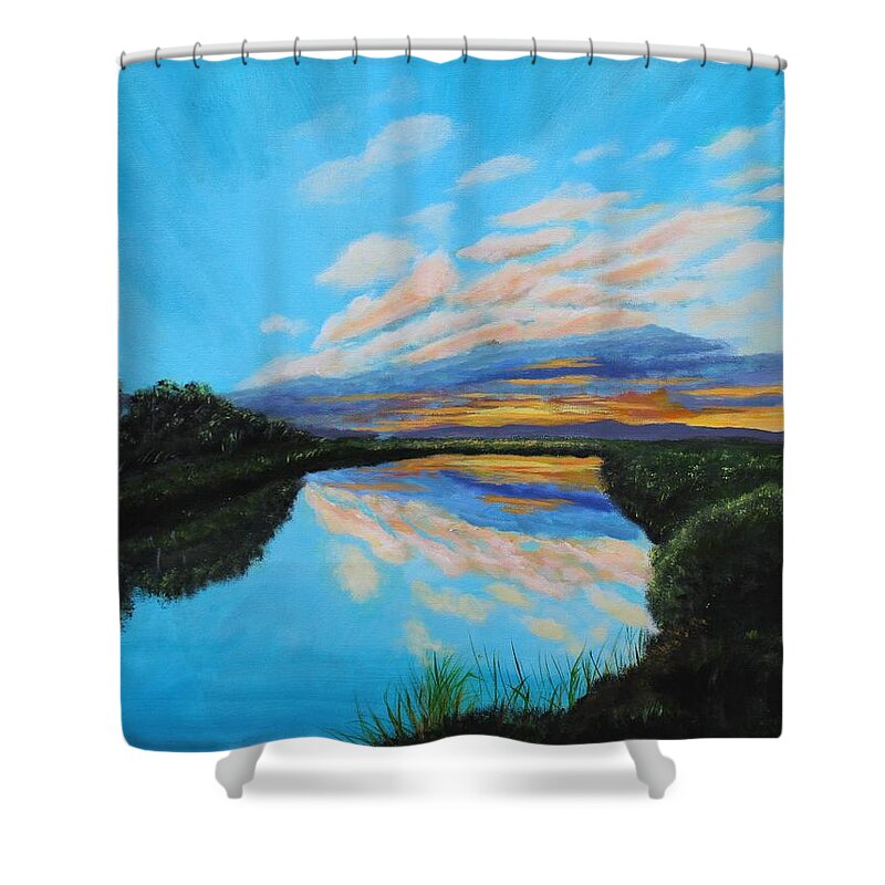 Bayou Shower Curtain featuring the painting The Bayou by Robert Clark