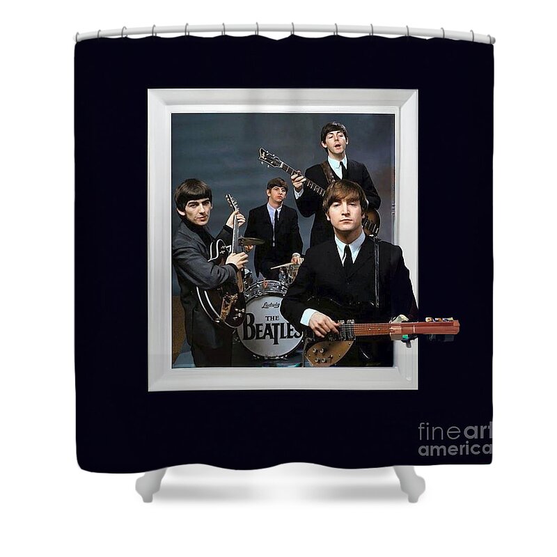 The Beatles Shower Curtain featuring the mixed media The Beatles Rock by Steve Mitchell