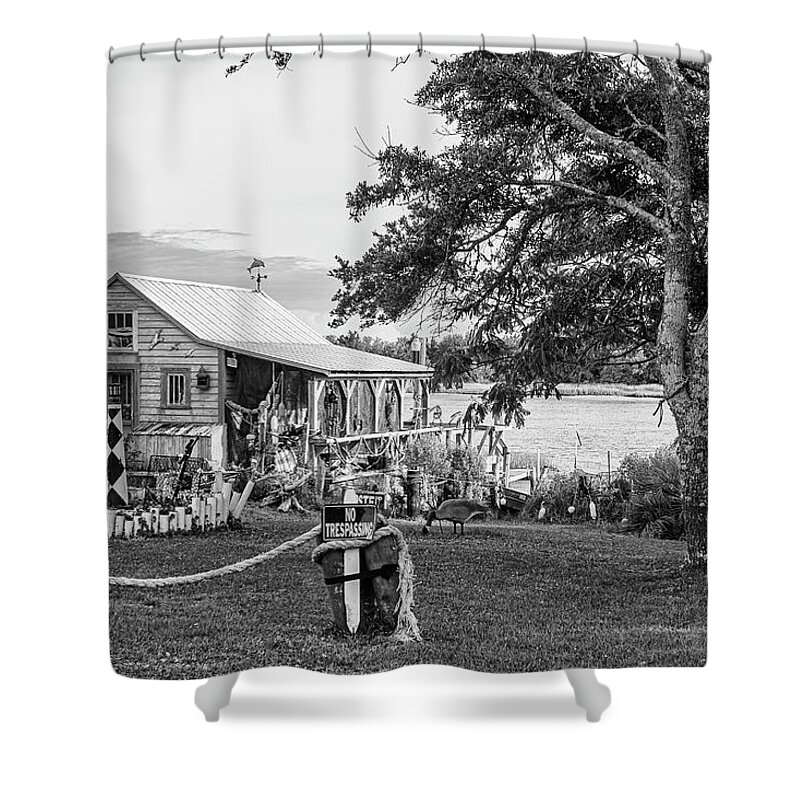 Fish House Shower Curtain featuring the photograph The Beaufort North Carolina Fish House on Taylor's Creek by Bob Decker