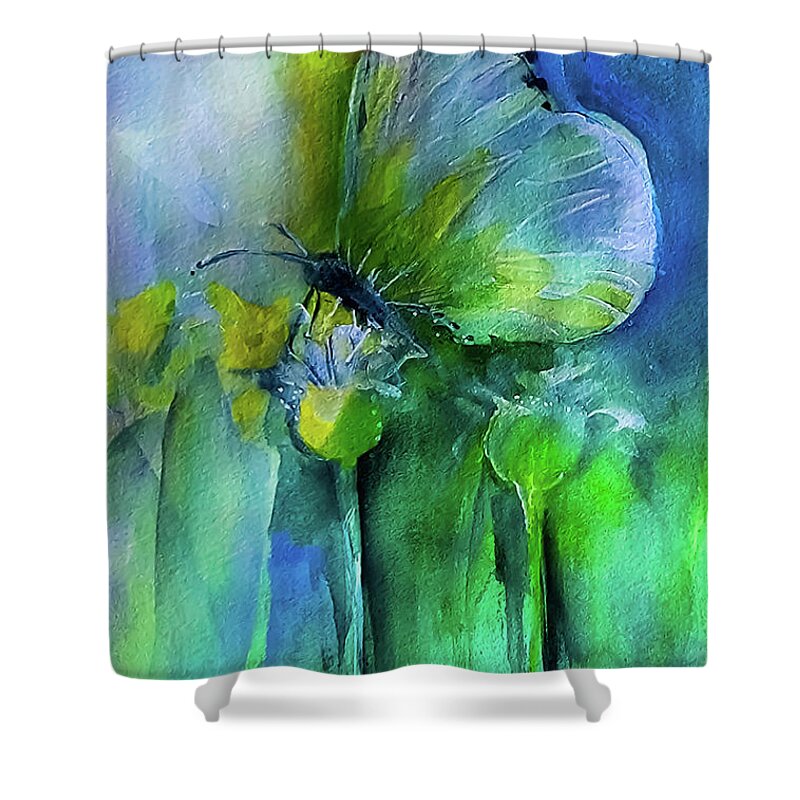 Butterfly Shower Curtain featuring the painting The Beautiful Life Of A Bug by Lisa Kaiser