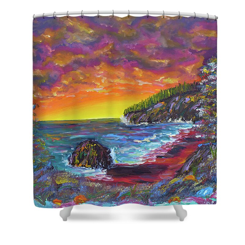 Landscape Shower Curtain featuring the painting The Beginning of the End by Ashley Wright