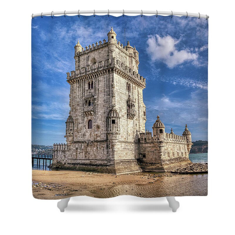 Belem Shower Curtain featuring the photograph The Belem Tower in the morning by Micah Offman
