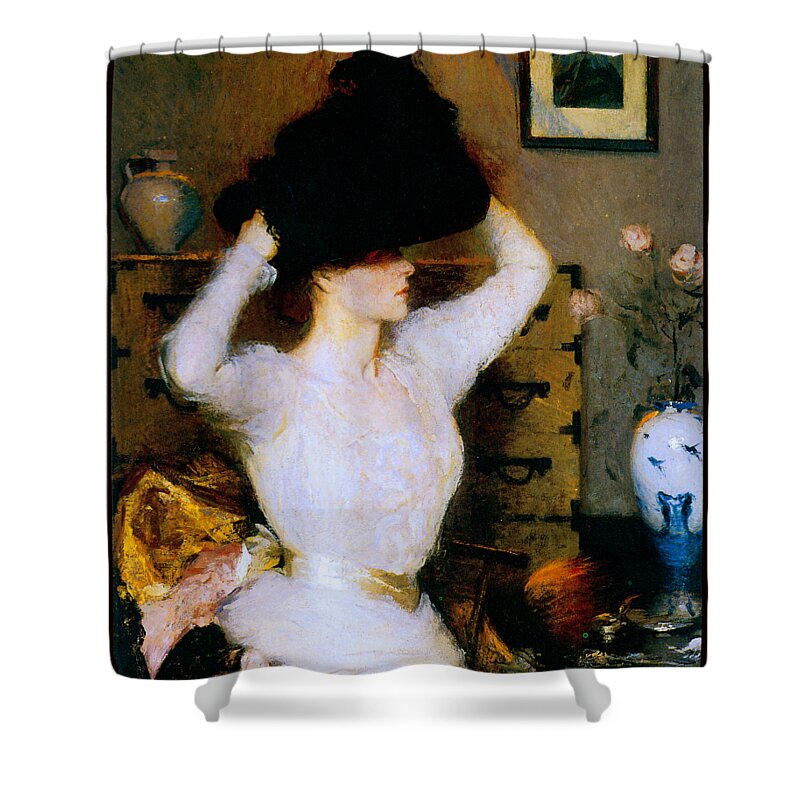 Benson Shower Curtain featuring the painting The Black Hat 1904 by Frank Benson