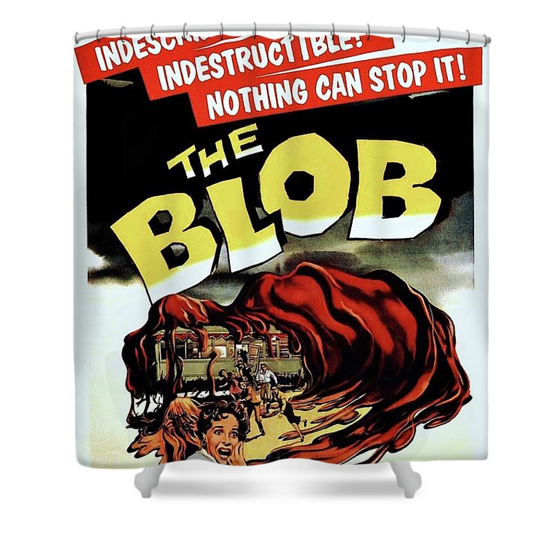 The Blob Shower Curtain featuring the photograph The Blob by Movie Poster Prints
