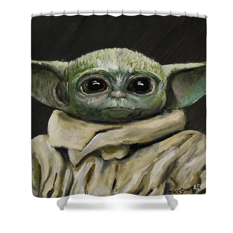 Baby Yoda Shower Curtain featuring the painting The Bounty by Jack Skinner