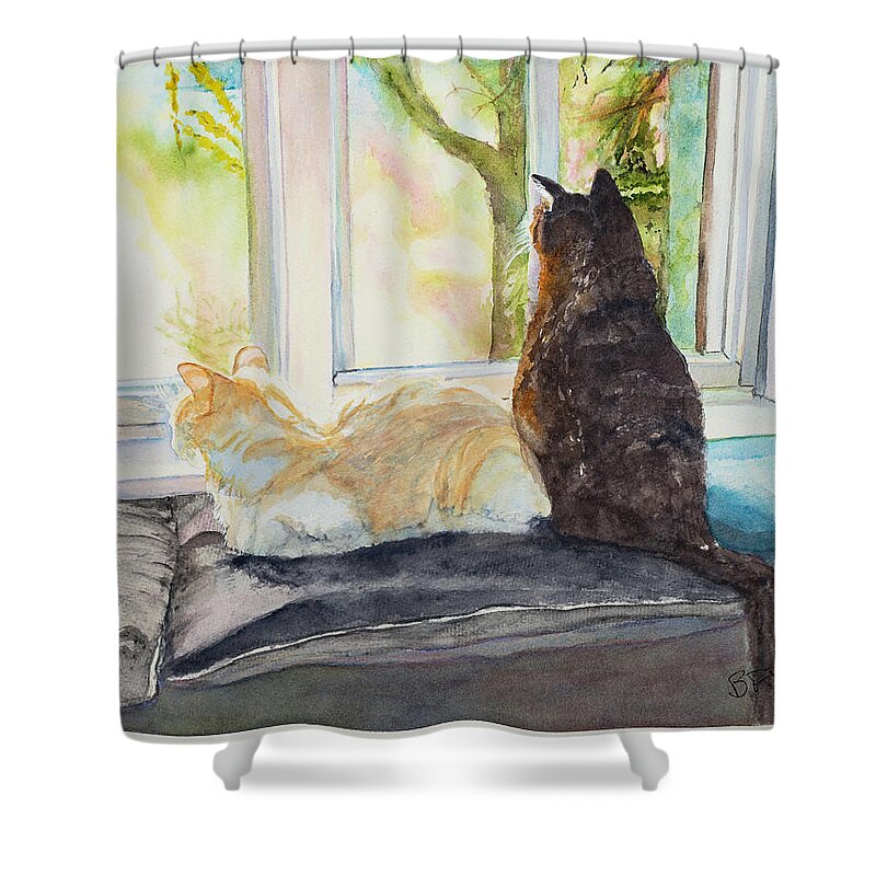 Cats Shower Curtain featuring the painting The Boys by Barbara F Johnson