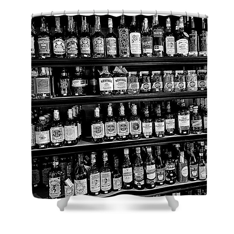 Liquor Shower Curtain featuring the photograph The Candy Store BW by Lee Darnell