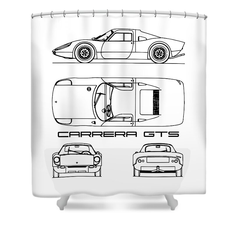 Porsche Shower Curtain featuring the photograph The Carrera GTS Blueprint by Mark Rogan
