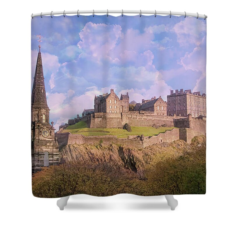 Castle Of Edinburgh Shower Curtain featuring the digital art The Castle of Edinburgh by SnapHappy Photos