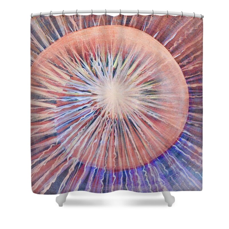 Sea Shell Shower Curtain featuring the painting The Center by Jackie Ryan