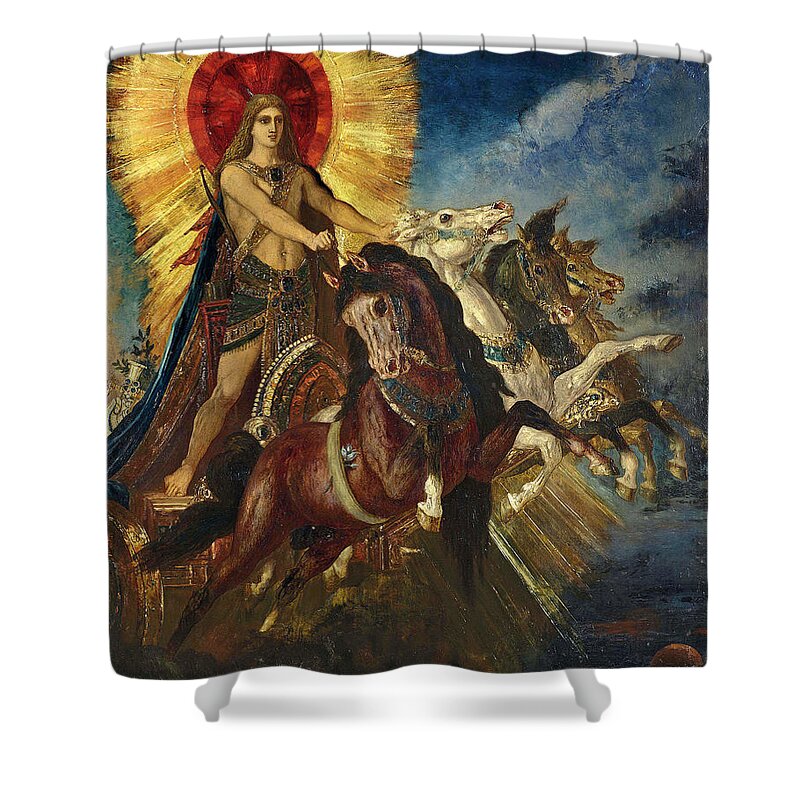 Gustave Moreau Shower Curtain featuring the painting The chariot of Apollo or Phoebus-Apollo by Gustave Moreau