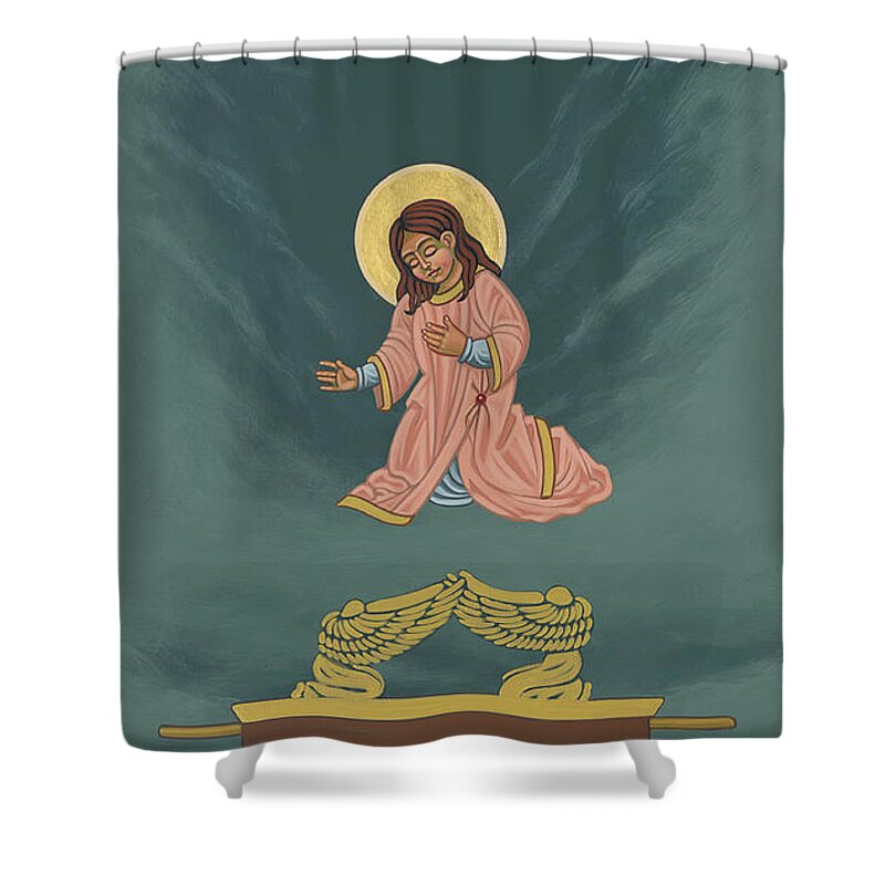 The Child Mary Soon To Become The Ark Of The Covenant Shower Curtain featuring the painting The Child Mary Soon To Become The Ark of the Covenant by William Hart McNichols