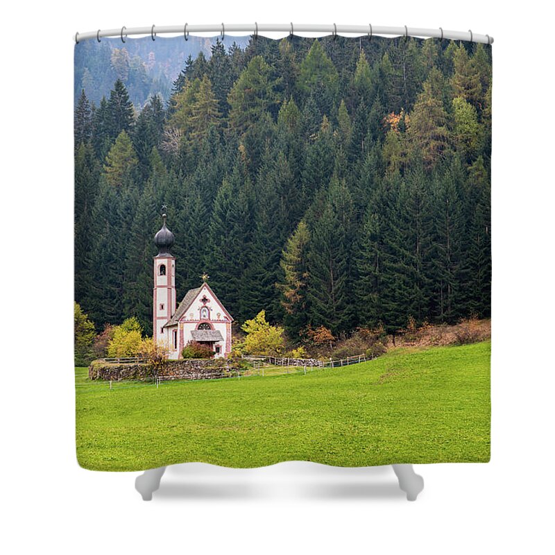 Italy Shower Curtain featuring the photograph The church of Saint John, Ranui, Chiesetta di san giovanni in R by Michalakis Ppalis