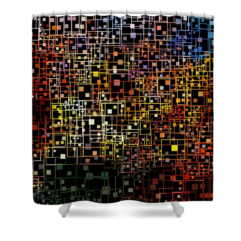 Colorful Shower Curtain featuring the digital art The City Grid by Eileen Backman