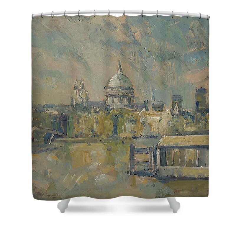 Saint Pauls Cathedral Shower Curtain featuring the painting The City of London by Nop Briex
