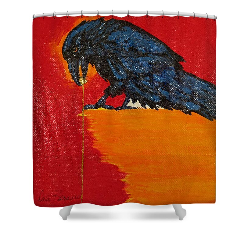 Crow Shower Curtain featuring the painting The Collector II by Dale Bernard