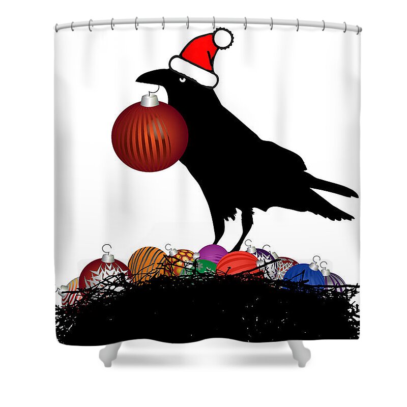 Crow Shower Curtain featuring the mixed media The Collector by Moira Law