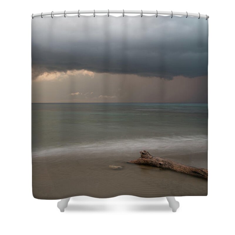 Storm Shower Curtain featuring the photograph The coming of the storm from ocean by Michalakis Ppalis