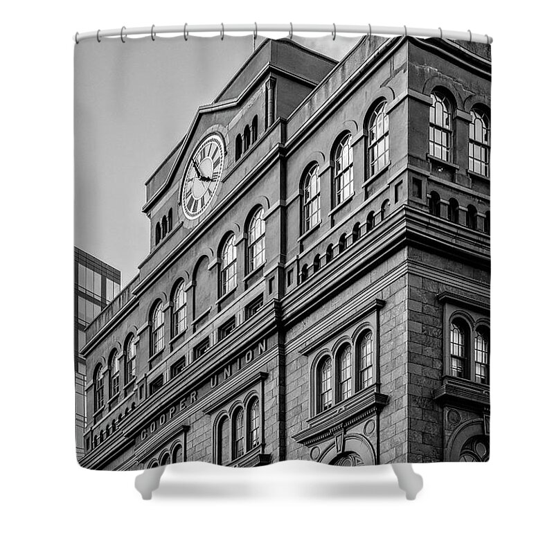 Cooper Union Shower Curtain featuring the photograph The Cooper Union BW by Susan Candelario