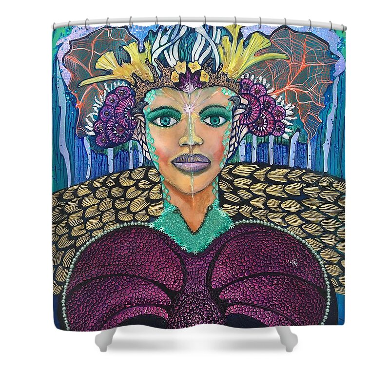 Painting Shower Curtain featuring the painting The Coral Queen by Patricia Arroyo