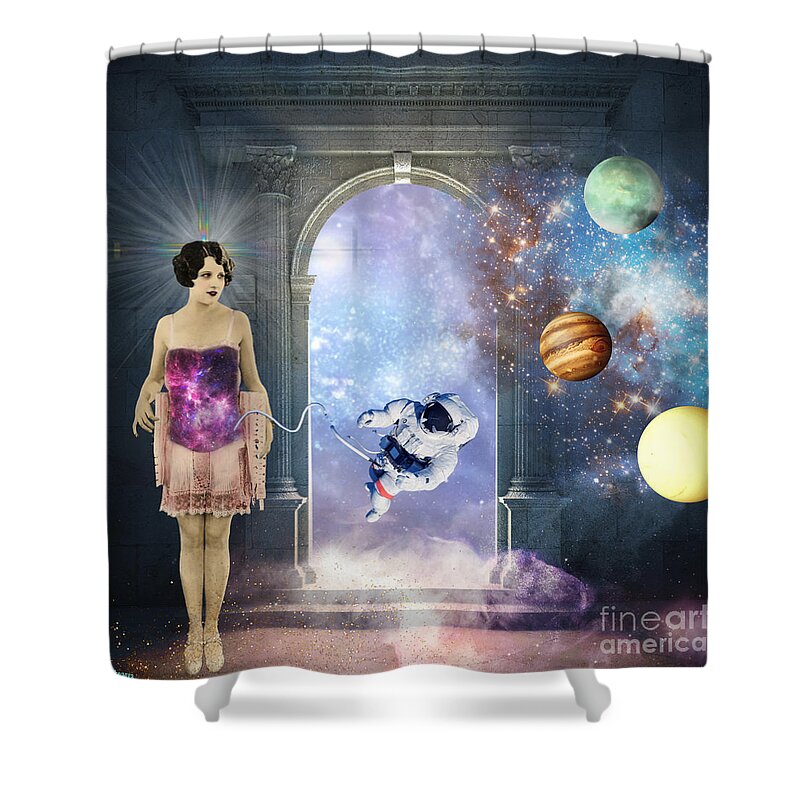 Space Shower Curtain featuring the digital art The Cord by Janice Leagra