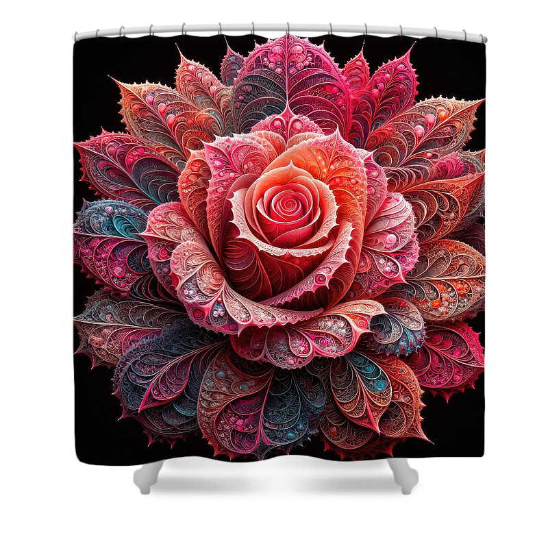 Fractal Shower Curtain featuring the digital art The Cosmic Bloom by Bill and Linda Tiepelman