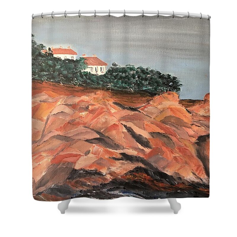 California Shower Curtain featuring the painting The Cove by Debora Sanders