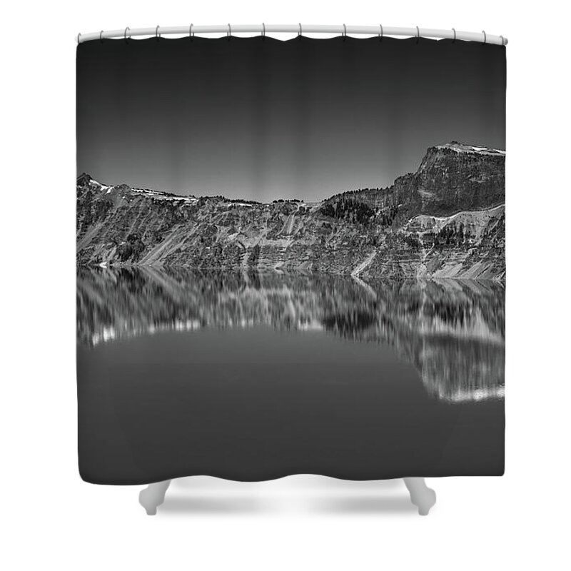 Crater Lake Shower Curtain featuring the photograph The Crater Lake abstract composition by Alessandra RC