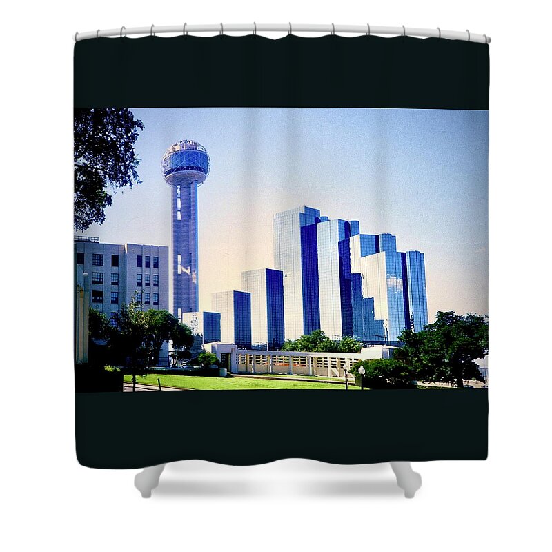  Shower Curtain featuring the photograph The Dallas Reunion Tower by Gordon James