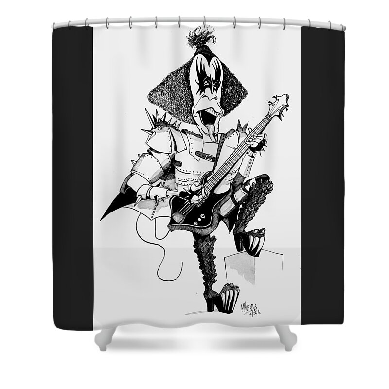 Kiss Shower Curtain featuring the drawing The Demon by Michael Hopkins