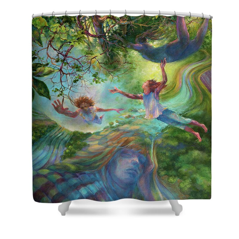 Flying Shower Curtain featuring the painting The Dream by Carol Klingel