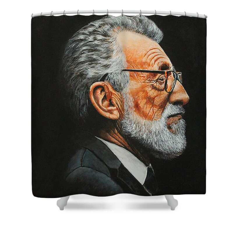 Painting Of A Man Shower Curtain featuring the painting The Elderly Gentleman by Bob Williams