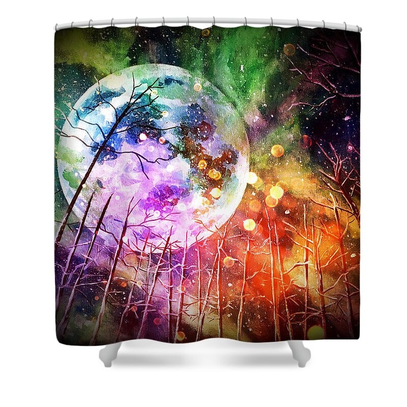 Moon Shower Curtain featuring the painting The End Of Our Story by Joel Tesch